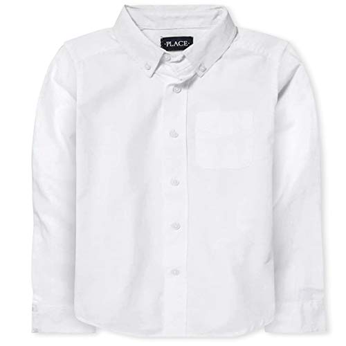 The Children's Place Boys' Long Sleeve Oxford Shirt, White, M The Children's Place Boys' Long Sleeve Oxford Shirt, White, M